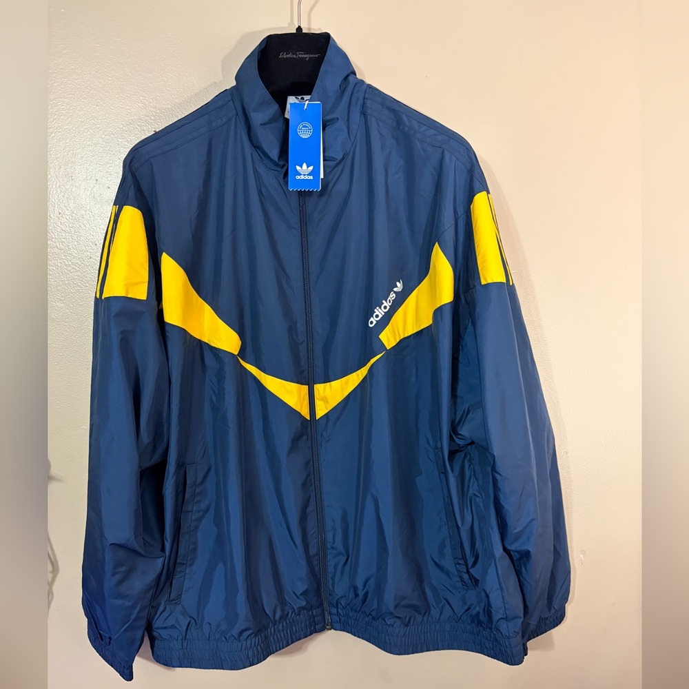 NWT Adidas Men's Blue and Yellow Track Jacket